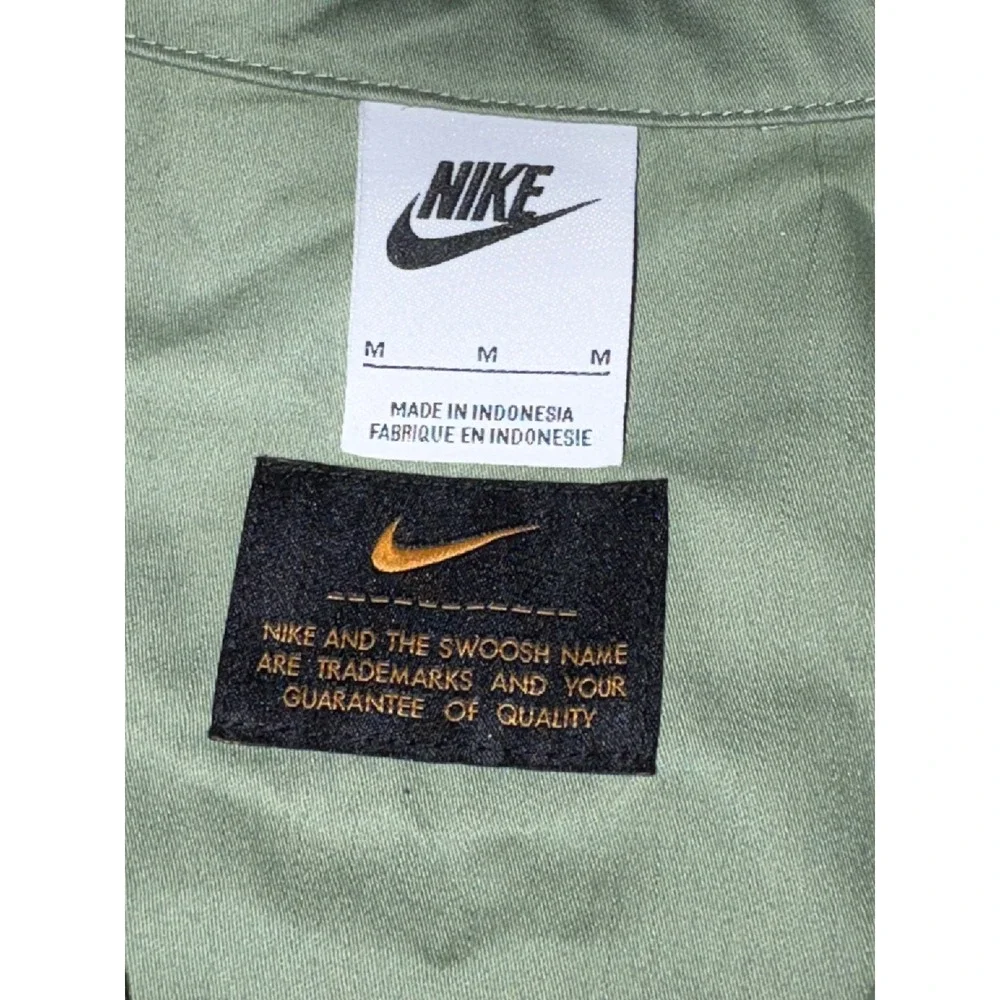 Nike Woven Military Button Up Shirt Short Sleeve Oil Green Mens Medium Utility